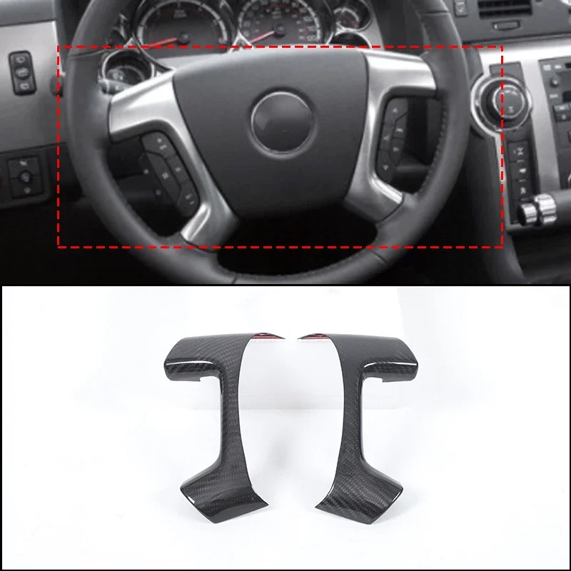 

True carbon fiber Steering wheel side button decorative frame sticker For Hummer H2 2003-2009 Car interior accessories