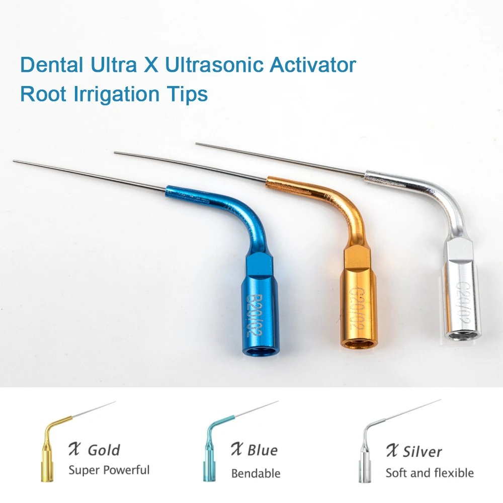 Original Eighteeth Ultra X Dental Ultrasonic Activator Tips Gold Blue Silver Endodontic Irrigation Needles for Root Canal