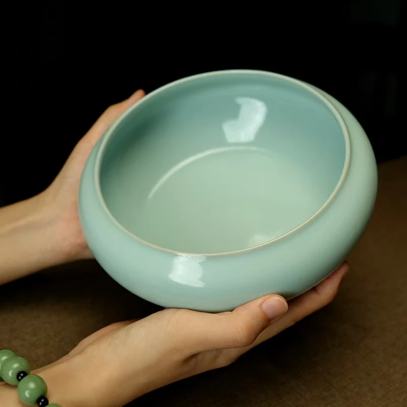 

Ru Porcelain Sky Blue Glaze Ru Kiln Tea Tray Tea Washer Tea Sea Clear Round Tea Washer Large Writing Brush Washer