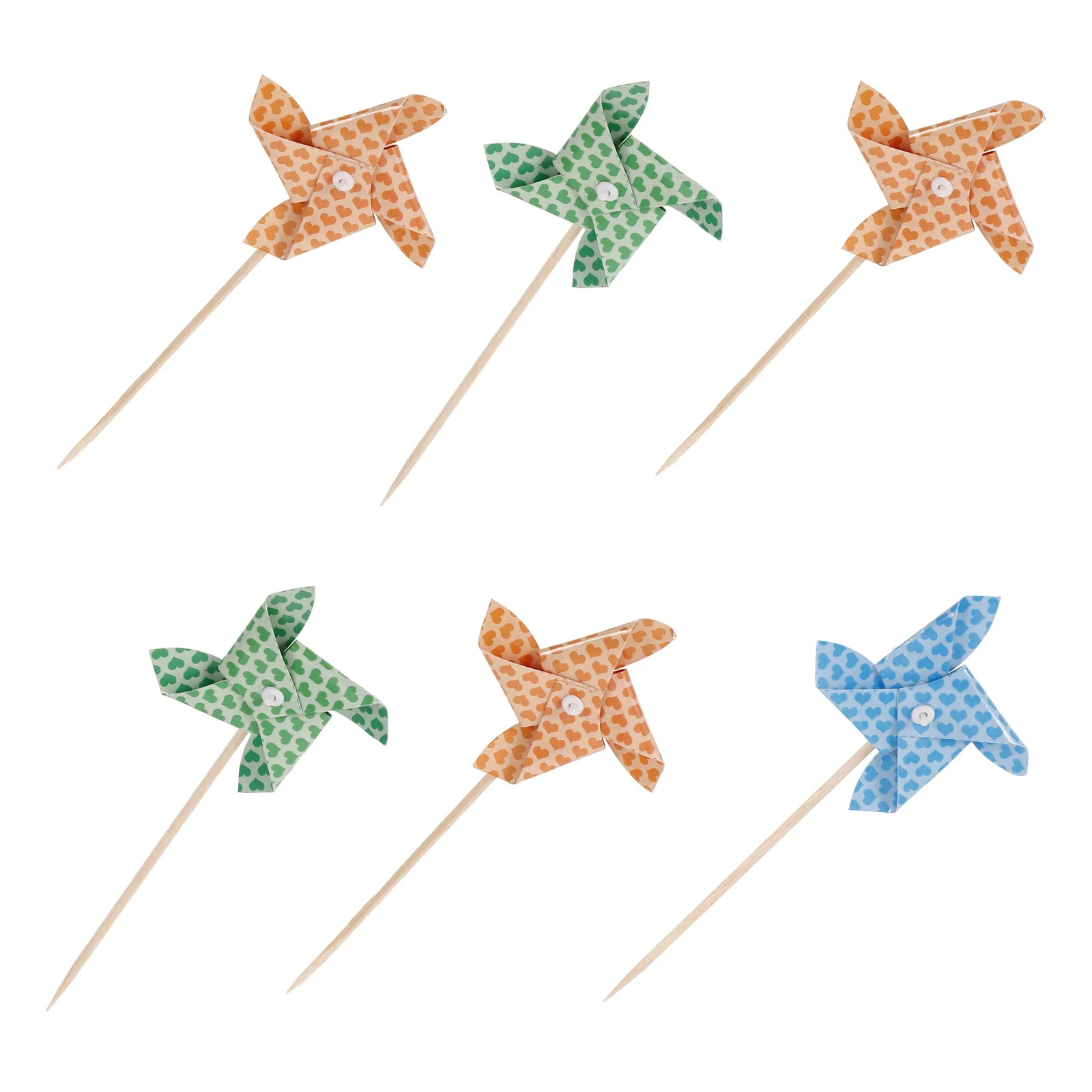 

6 Pcs Windmill Cake Toppers Mini Pinwheels Decorations Birthday Party Baby Shower Anniversary Wedding Cake Cupcake Banner Thick