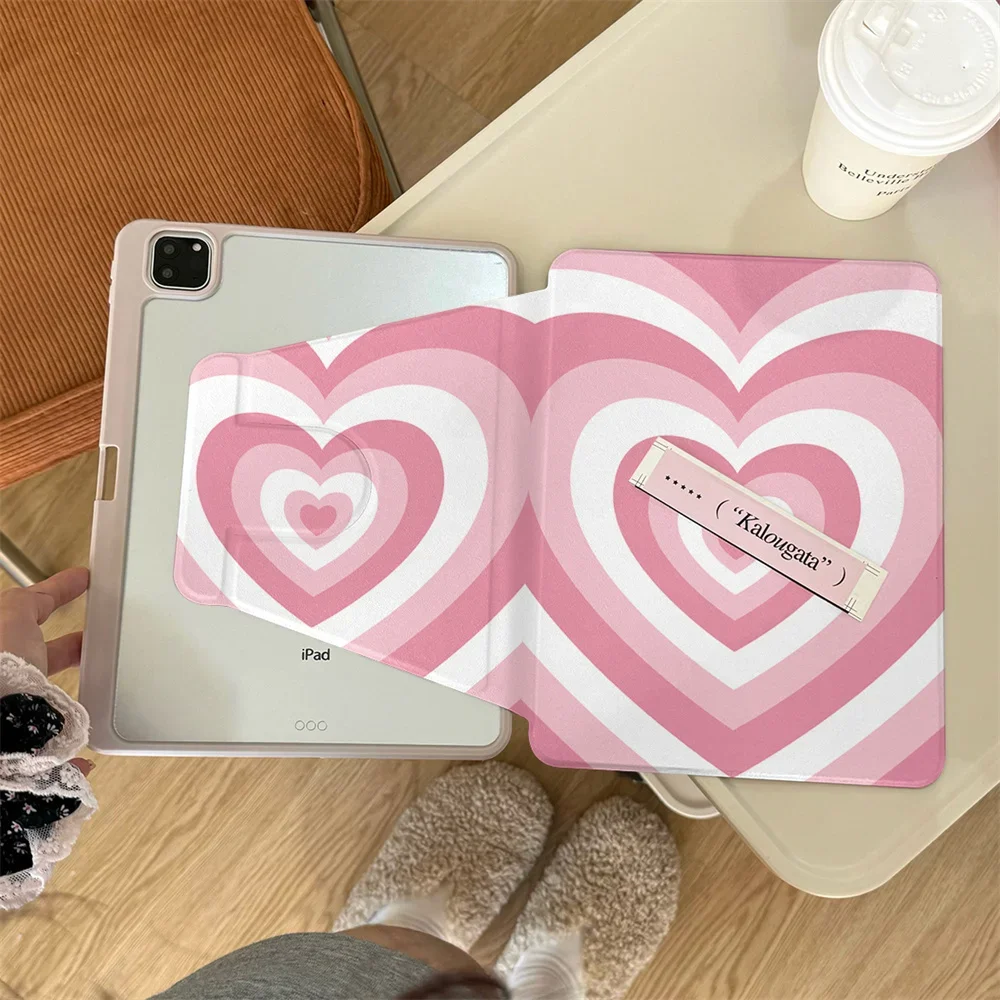 Fashion Pink Love Case For iPad Air 2024 Pro 11 inch 5/4 10.9 10th 5/6/7/8 10.2 9.7 inch Air3 10.5 Cover Cute Soft silicone Case