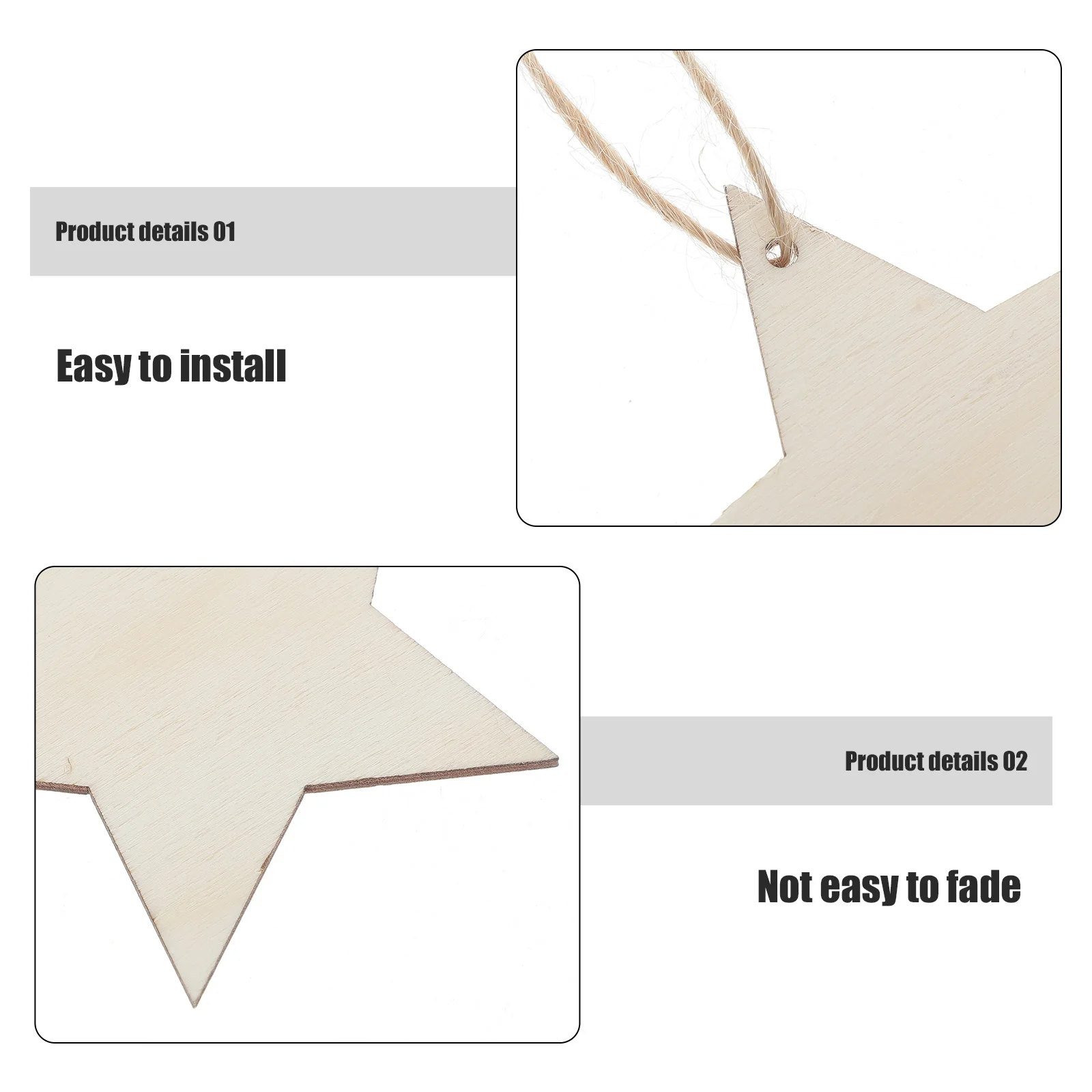 100 قطعة نجمة معلقة قلادة خشبية الخماسي الإبداعية شجرة عيد الميلاد نافذة الباب الحلي زينة عيد الميلاد DIY بها بنفسك لوازم #5