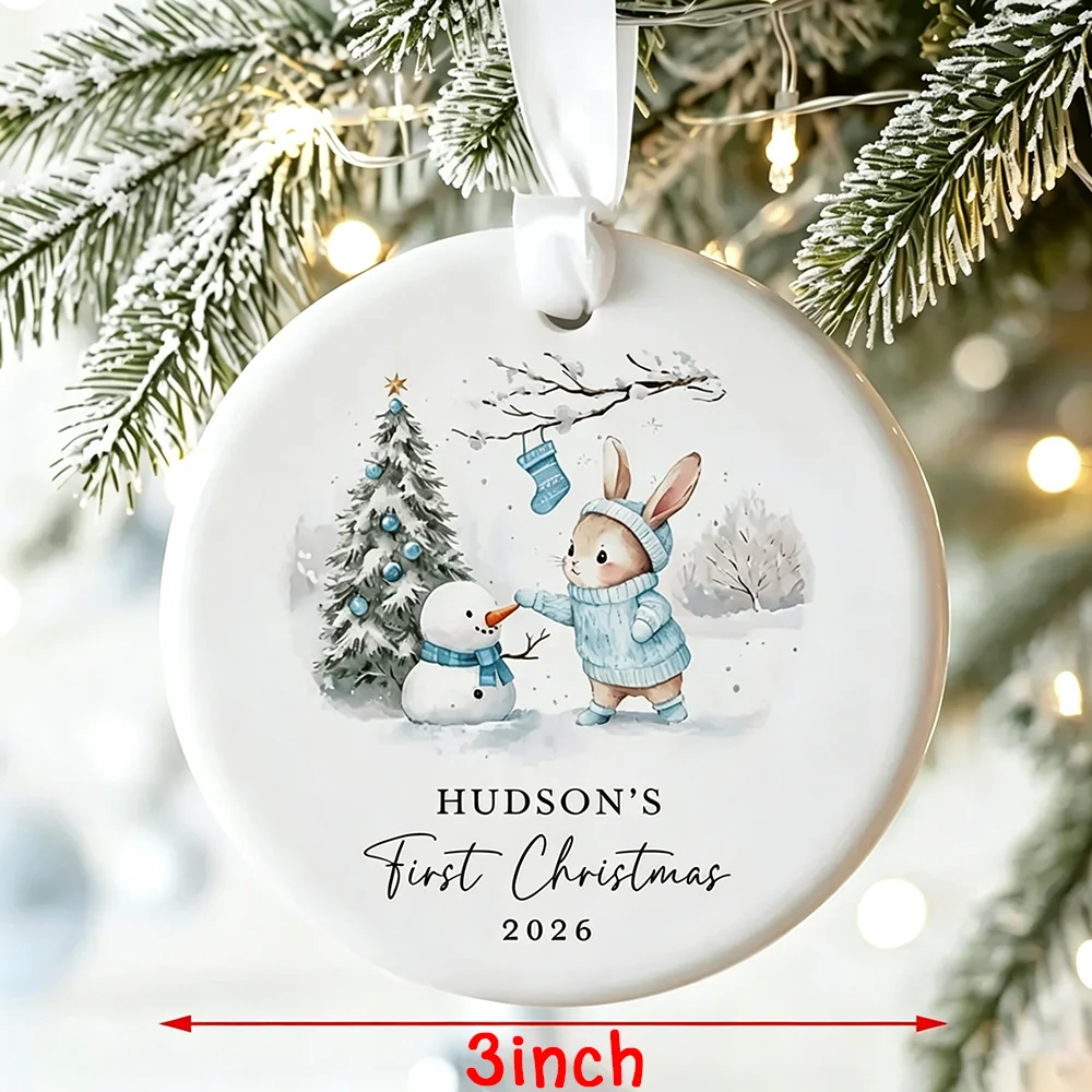 Personalized Baby’s First Christmas Ceramic Ornament Custom Newborn Keepsake Baby Boy or Girl Christmas Gift Winter Festivals