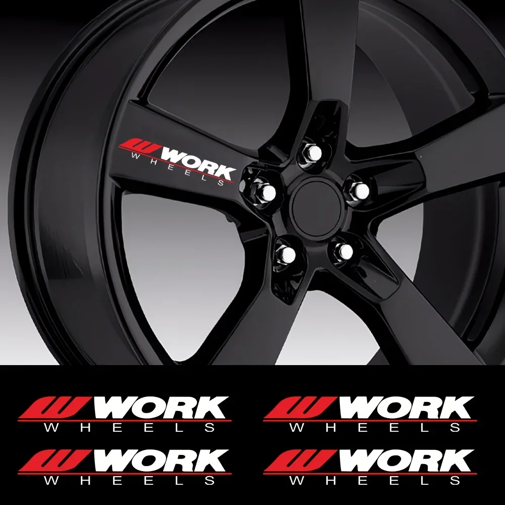 4PCS Racing Style Car Wheel Rim Vinyl Stickers Waterproof Self Adhesive Auto Hub Decals Exterior Decor Accessories