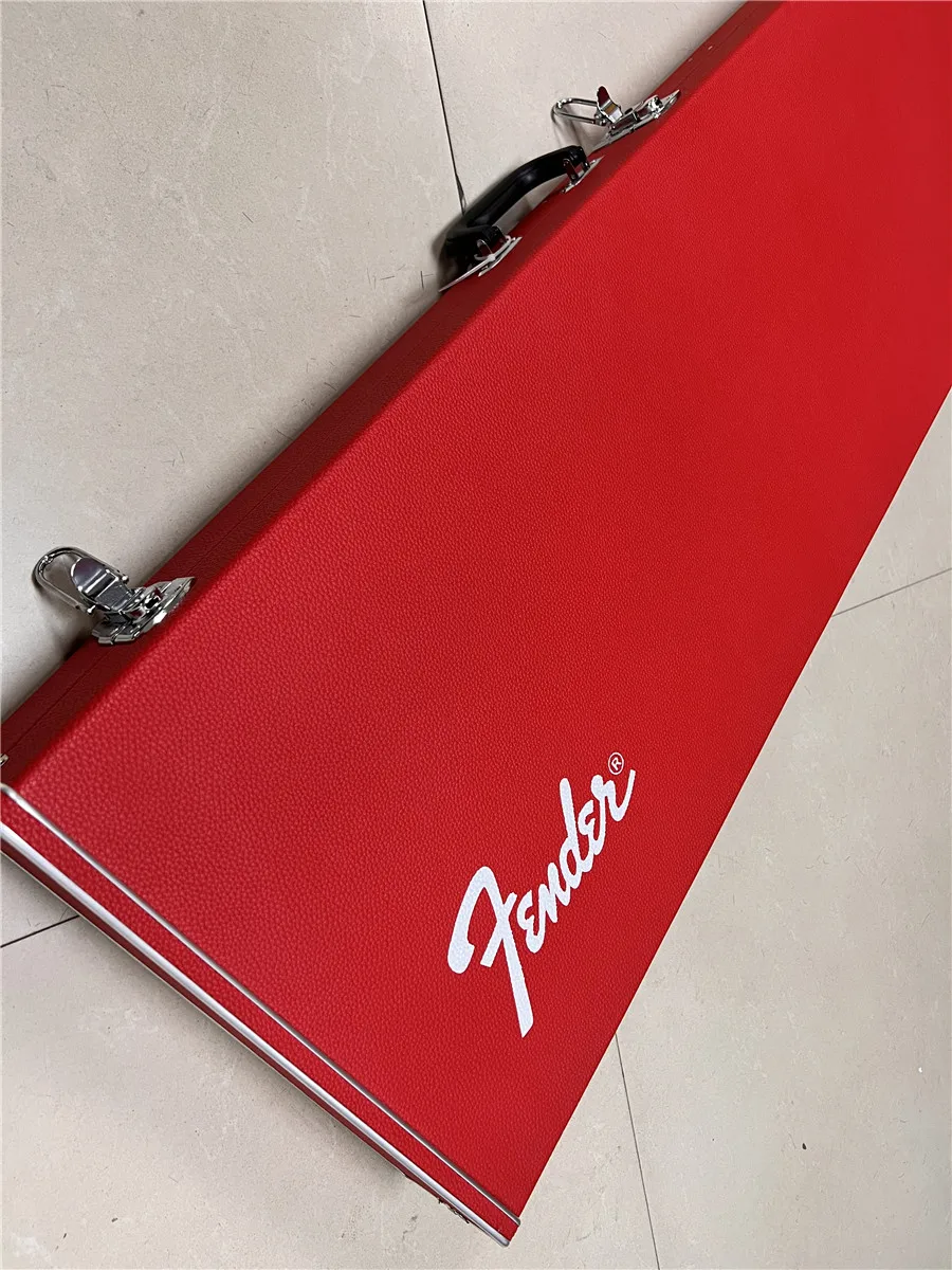 High quality red electric bass case leather thickened lock can be customized for free shipping