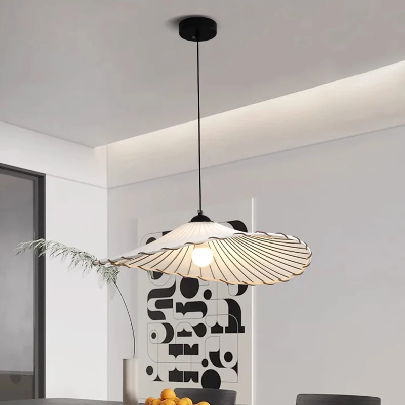 Japanese Creative Cotton Linen Hat LED Pendant Light Restaurant Bedroom Living Room Home Decor Zen