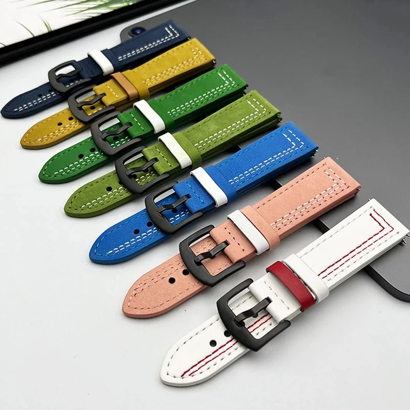 Leather Strap for Samsung Watch 6/4/5 Pro 40/44mm 43/45mm Active 2 Bracelet 20mm 22mm Band For Galaxy Watch 4 6 Classic 42 46mm