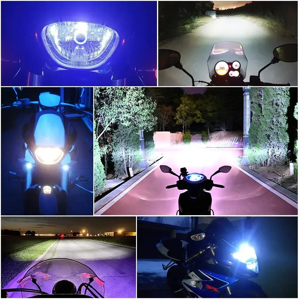 1x Plug&play motorcycle headlight led H4 five color halo ring HS1 P43T Moto Auto Scooter lamp Angel Eye White 6000K 12/24V