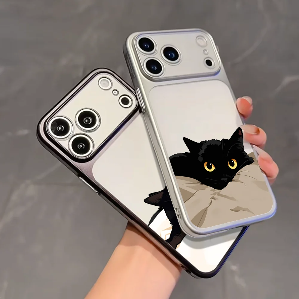 Black Cat Luxus Stoßfeste Hülle für iPhone 15 16 Pro Max Hüllen iPhone 11 12 13 14 16 17 Pro Max Niedliche TPU Beschichtete Mattierte Coque – Detail 1
