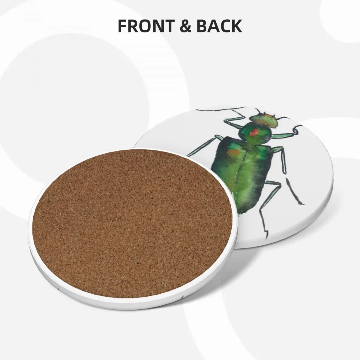 green blister beetle Ceramic Coasters (Set of 4) for drinks aesthetic ceramic stand Coasters