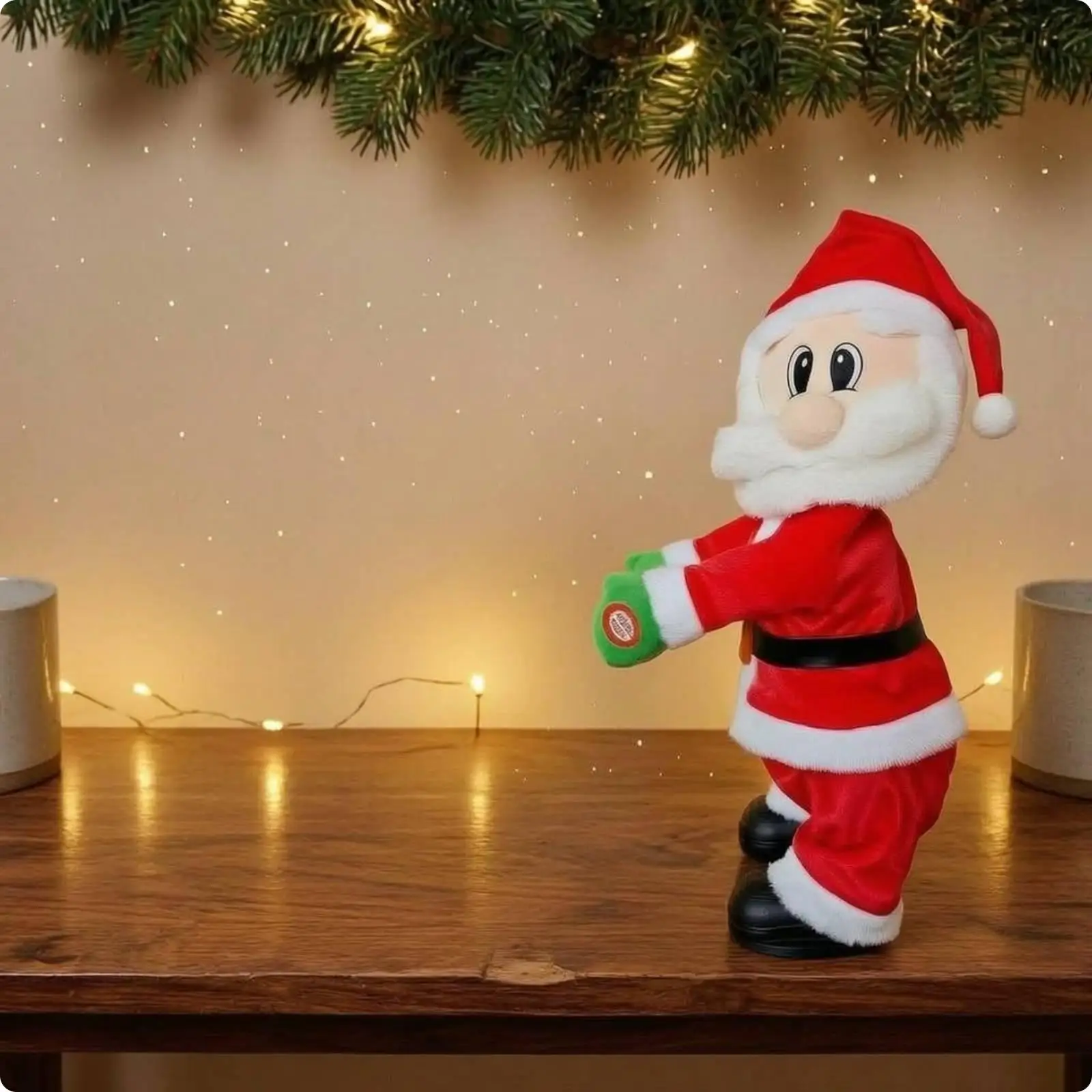 Musical Santa Figurine Powered Musical Santa Figure Spanish-Language Theme
