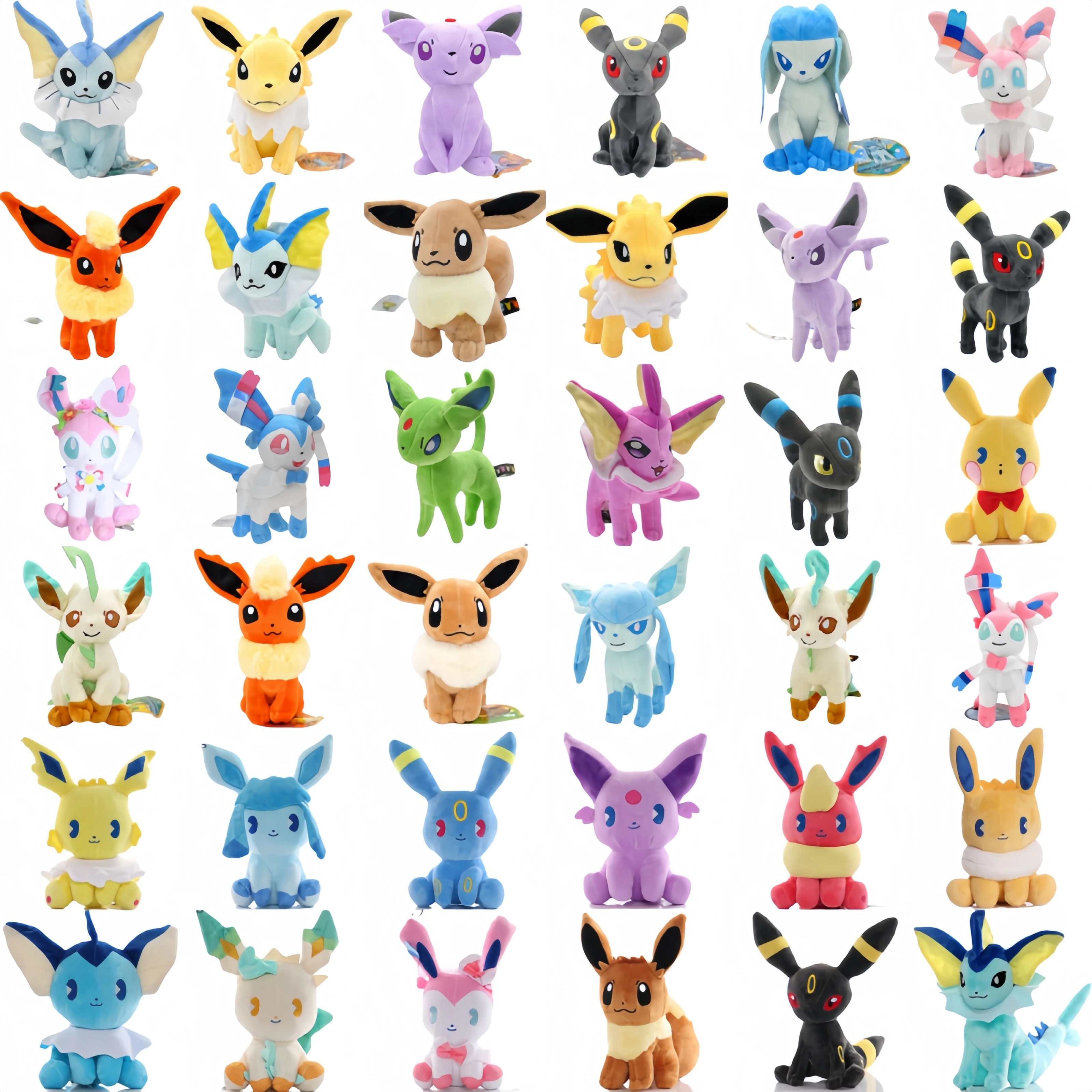 Pokemon Pikachu Shine Eevee Collection Plush Flareon Vaporeon Stuffed Doll Espeon Umbreon Glaceon Leafeon Sylveon Plushies Doll