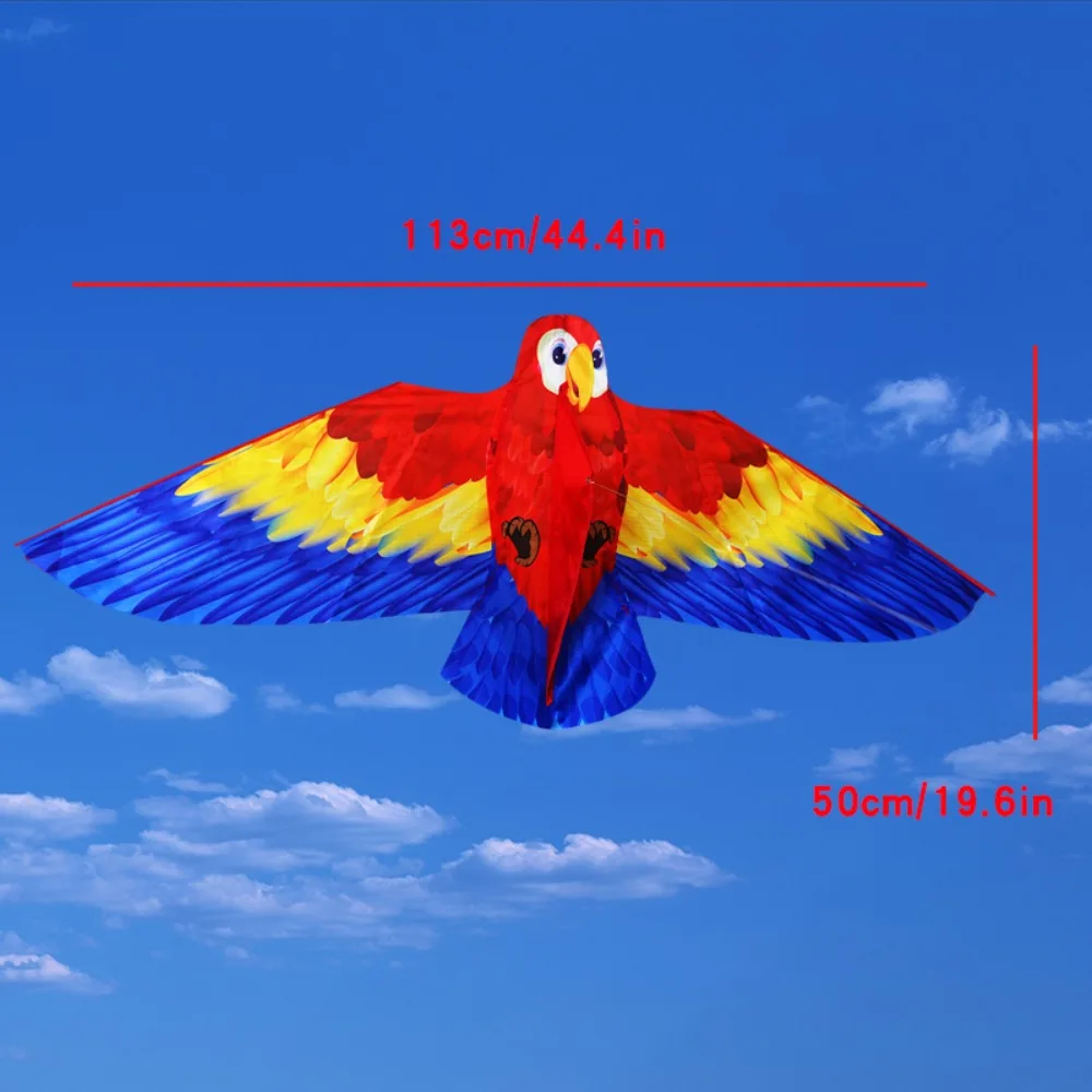 Nuevo cometa de loro y pájaro volador, cometa de cola larga de colores para niños, línea de cometa de 50 metros, pipas de dibujos animados Ripstop de 1M, deportes al aire libre