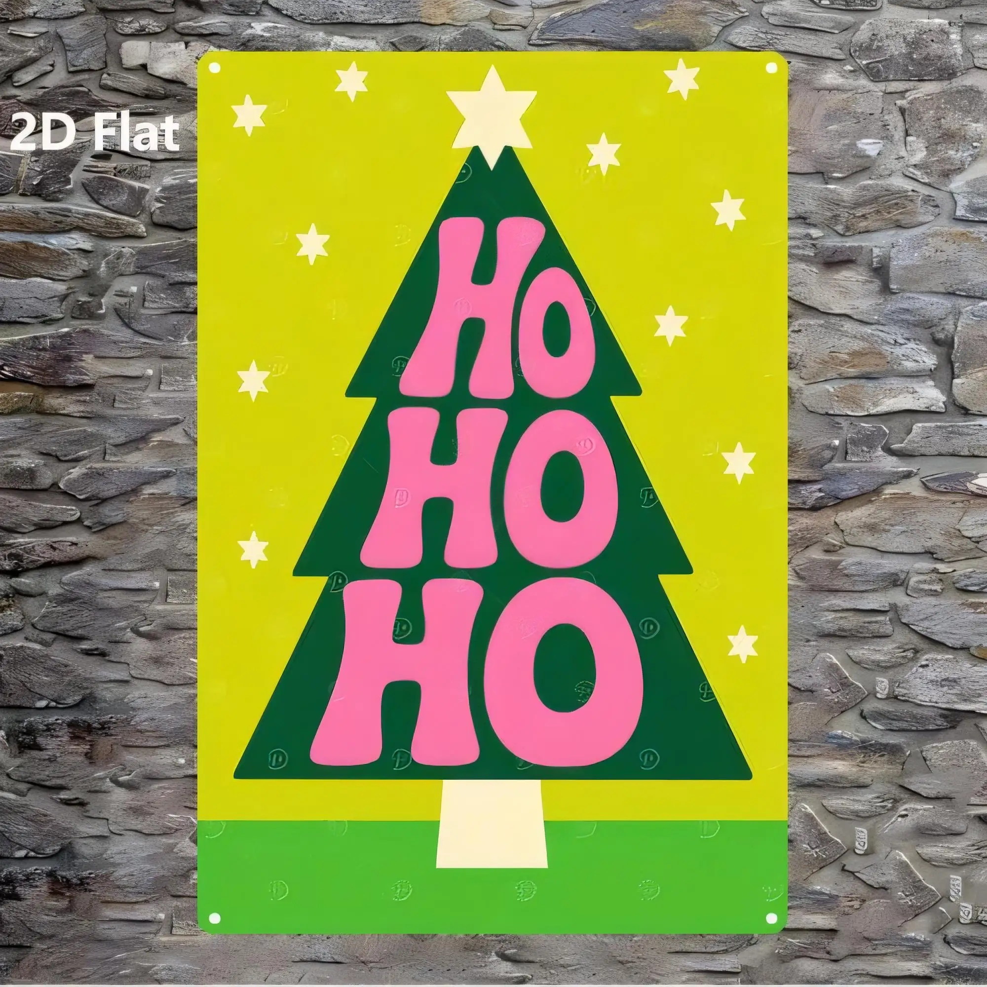 Tin Sign  Christmas Tree Poster Ho Ho Ho Funny Holiday Wall Decor Metal Sign Plaque for Bar Pub Home Garage Office, Vintage Retr