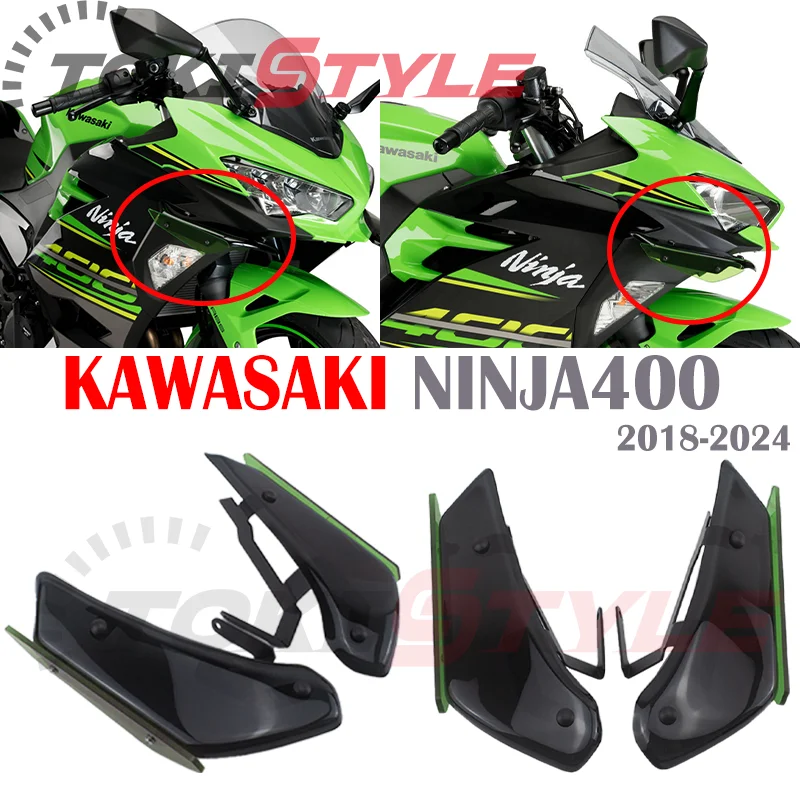 

Спортивные Боковые Спойлеры NINJA 400 Downforce, аэродинамический отражатель крыла, подходит для KAWASAKI NINJA400 19-24 2020 2021 2022 2023 2024