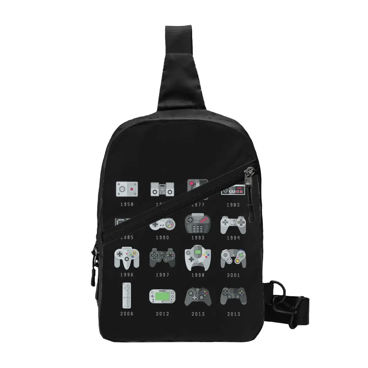 Geek Gaming Controllers Chest Bag Men Sling Crossbody Backpack Chest Bag Travel Hiking Daypack Shoulder Bag