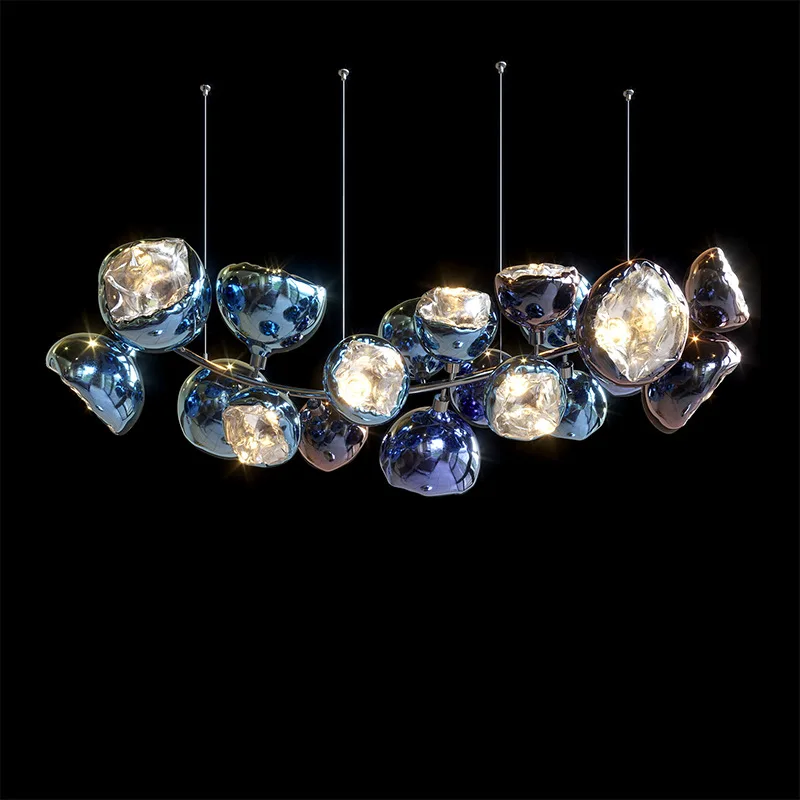 

Creative villa duplex stairwell, chandelier, personalized empty bar, model room