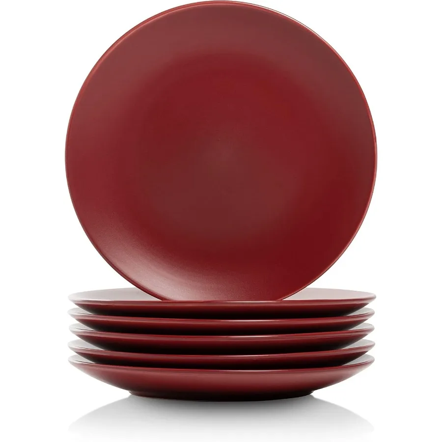 

Wazee Matte 8.25 Coupe Salad Plate Set of 6 Red Perfect for Elegant Dining Modern Kitchen Decor and Everyday Use with Stylish N