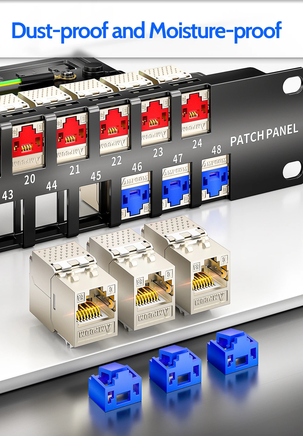 AMPCOM RJ45-Einsatzschloss mit Schlüssel, staubdichter Netzwerkstecker mit physischer Anti-Datenlecksicherung für Switch, Router, Rechenzentrum – Detail 7