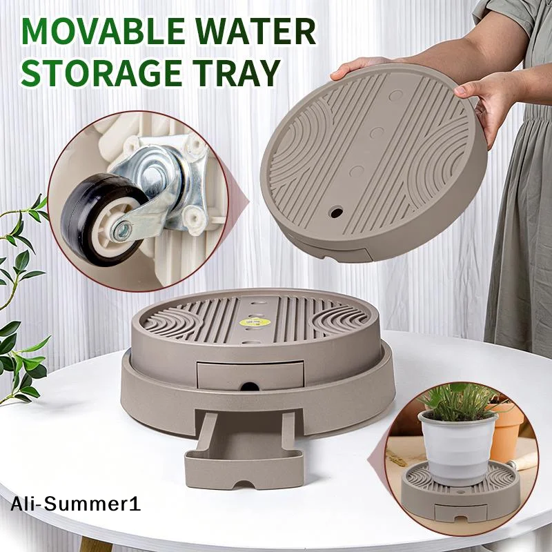 【E】Round Caster Flower Pot Moving Tray Non Slip And Stable With Drainage Tray Suitable For Indoor And Outdoor Use Keeps Clean