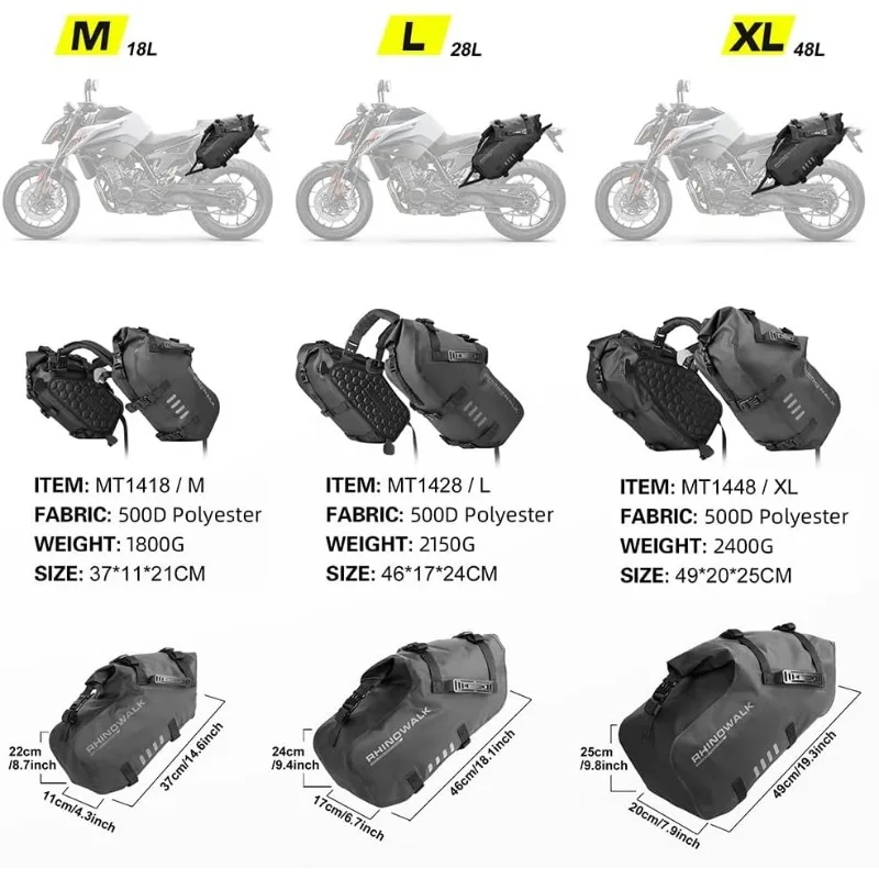 Motorcycle Saddle Bags Waterproof Anti-Vibration Motor Side Bags Shoulder Bag Motorbike Panniers 48L(24L*2) for most Adventure