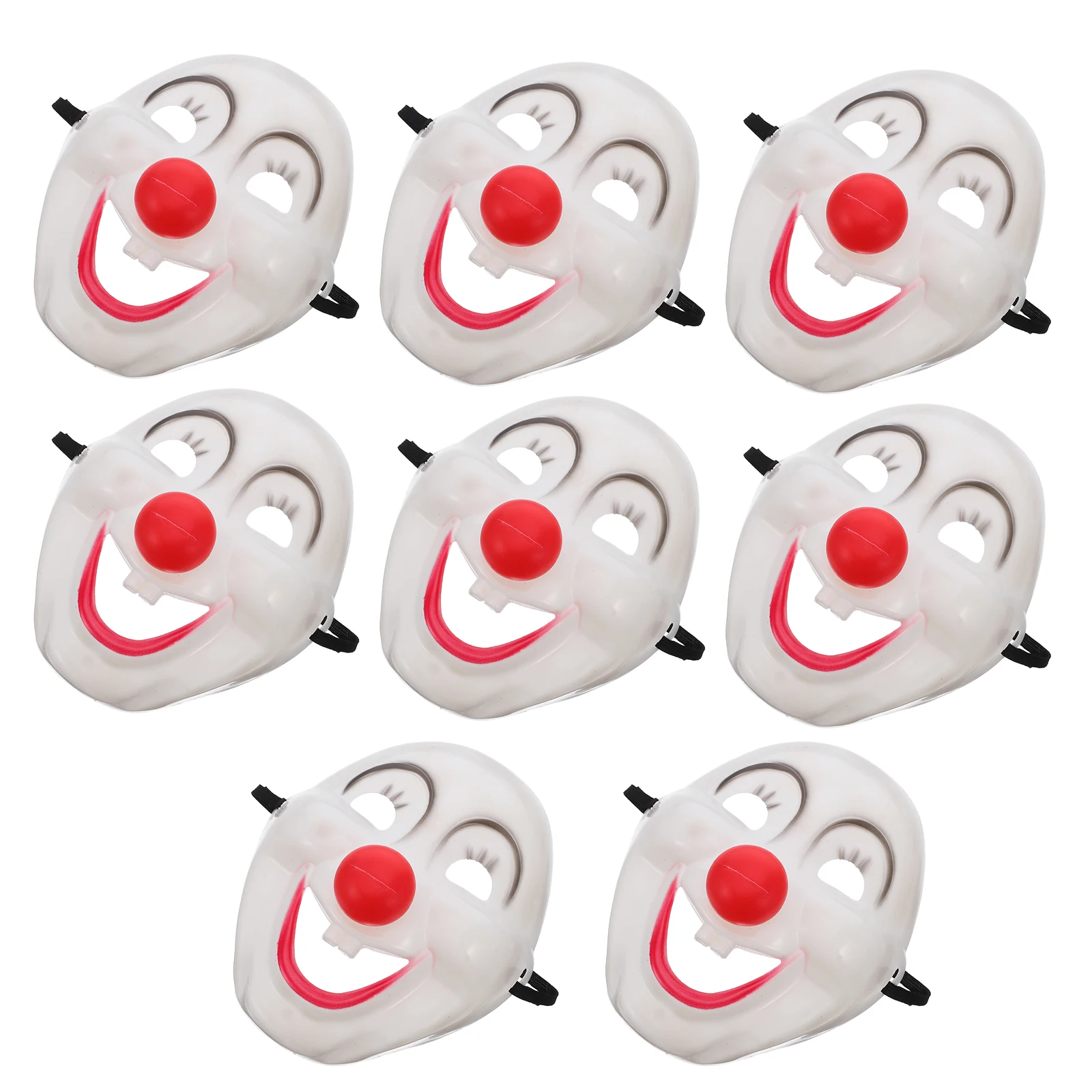 8Pcs PVC Mask Full Face Clown Design Party Carnival Masquerade Adult Costume Accessory Lightweight Comfortable Fit