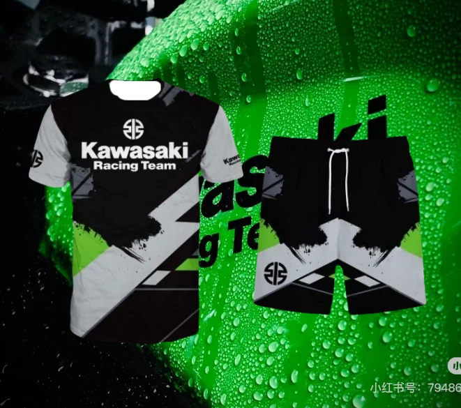 

25 Kawasaki Summer Hot Selling Quick Drying Breathable Shorts Short Sleeve Set Summer Thin Outdoor Cycling Comfortable Short Set