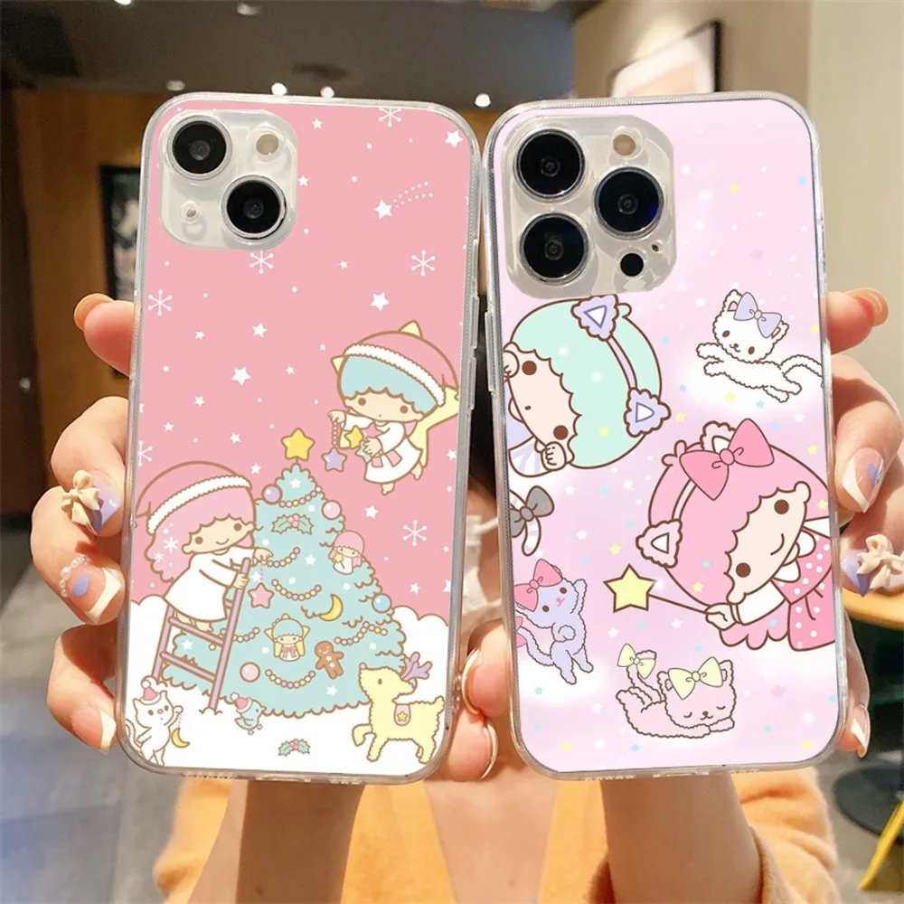 S-sanrio L-little Twin S-stars Phone Case For Iphone 16 15 11 13 14 Pro Max 7 8 Plus X Xr Xs Max 16pro 12mini Transparent Cover