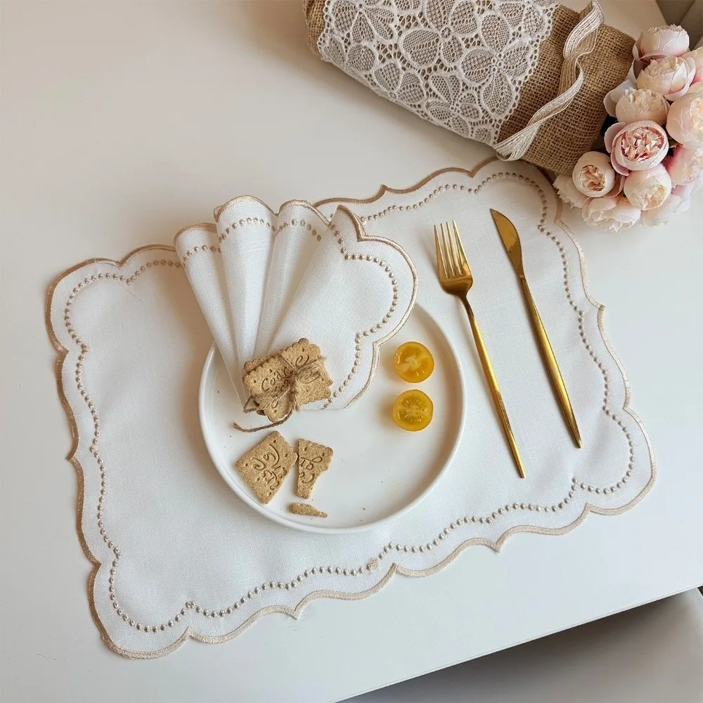 New Vintage Placemat Napkins Imitation Cotton Linen Washable Decorative Table Mat French Lace Embroidered Fabric Table Place Mat