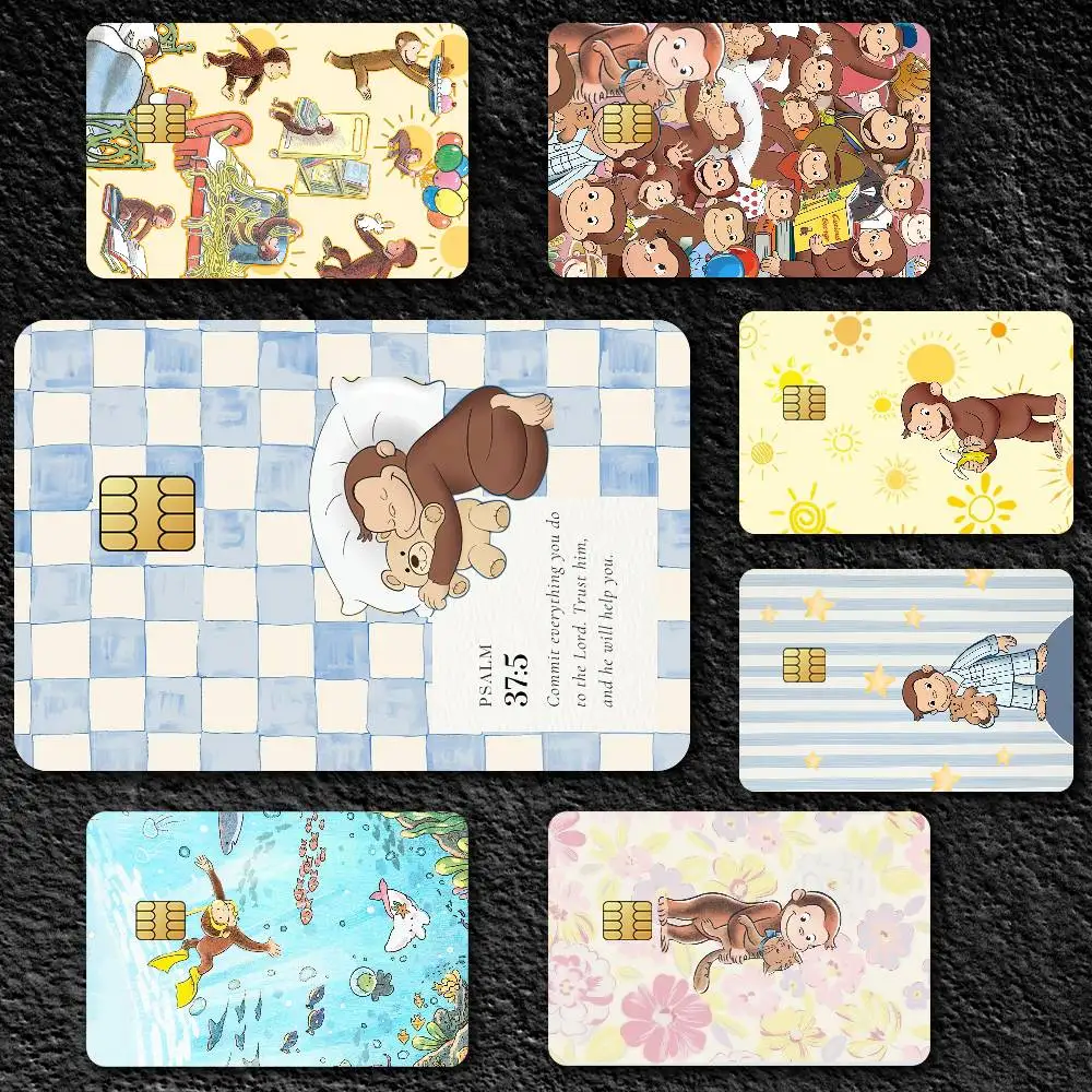 Cartoon C-Curious George Credit Card Skin Stickers for Bank Card Bus Metro Card Sticker Waterproof Gift