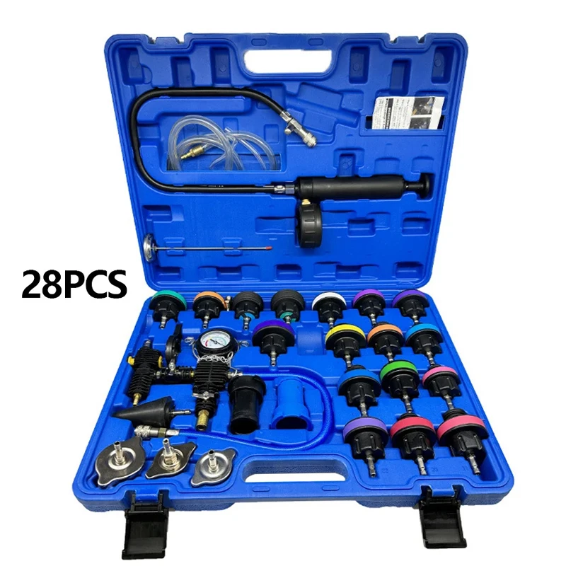 New 28Pcs Universal Radiator Pressure Tester Vacuum Type Cooling System Test Detector Set Tester Refroidissement