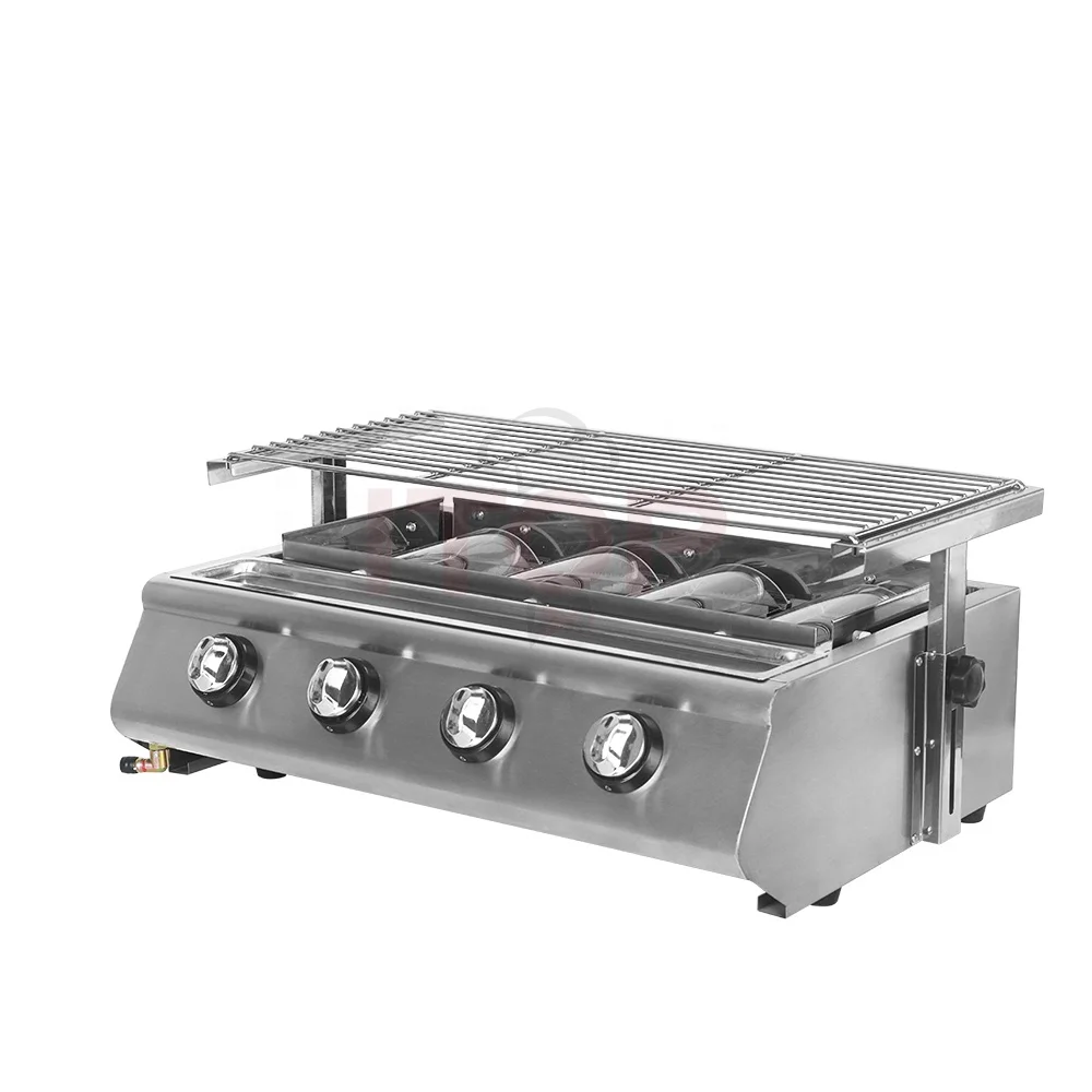 4 Branders Gas Barbecue Grill Lpg Kachel Outdoor Party Machine Tuinfeest Bbq Commerciële Huishoudelijke Vloeistof Natuurlijk