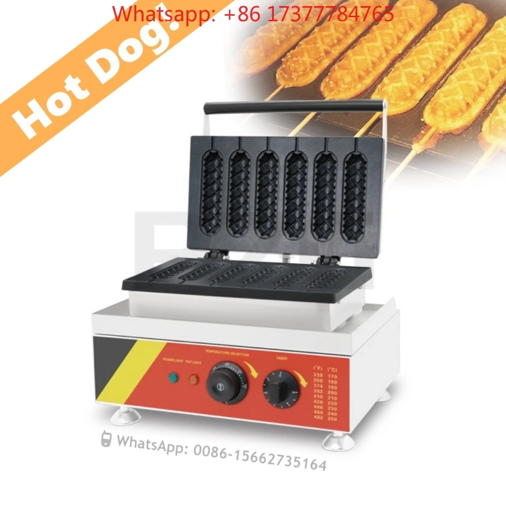Crispy Corn Hot Dog Maker, Commercial Non-Stick Electric Waffle Dog Baker for Sausage and French Muffin