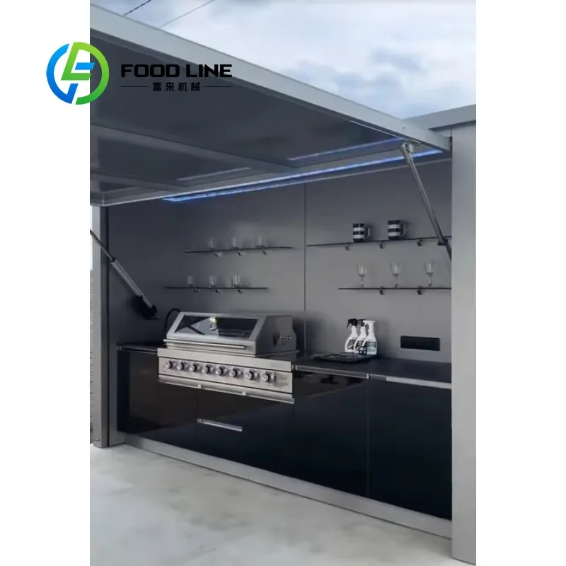Customized Contemporary Modular Outdoor Prefabricated Mobile Kitchen Unit Wind and Rainproof Mobile Garden Cabinet