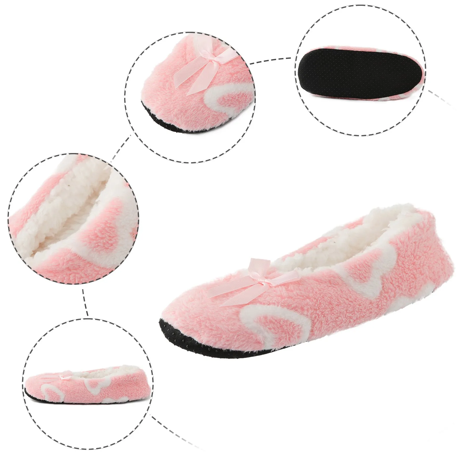 Fuzzy Female Slippers Women Winter Fur Cotton Warm Plush Non Slip Cover Heel Flats Print Indoor Soft Fluffy Lazy House Shoes