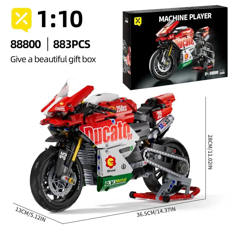 883Pcs Motorcycle Building Blocks Set 1:10 Model Kit Building Car technic Adults children toys Christmas Halloween Easter Gifts