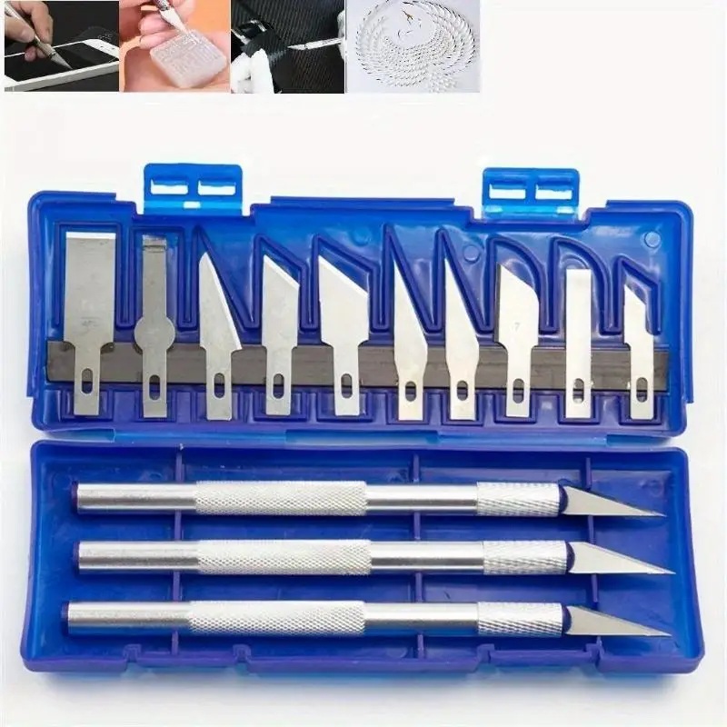 

13PCS Precision Cutter Set Hand Tool Craft Hobby Paper Cut Carving Aluminum Alloy Blades DIY with Box