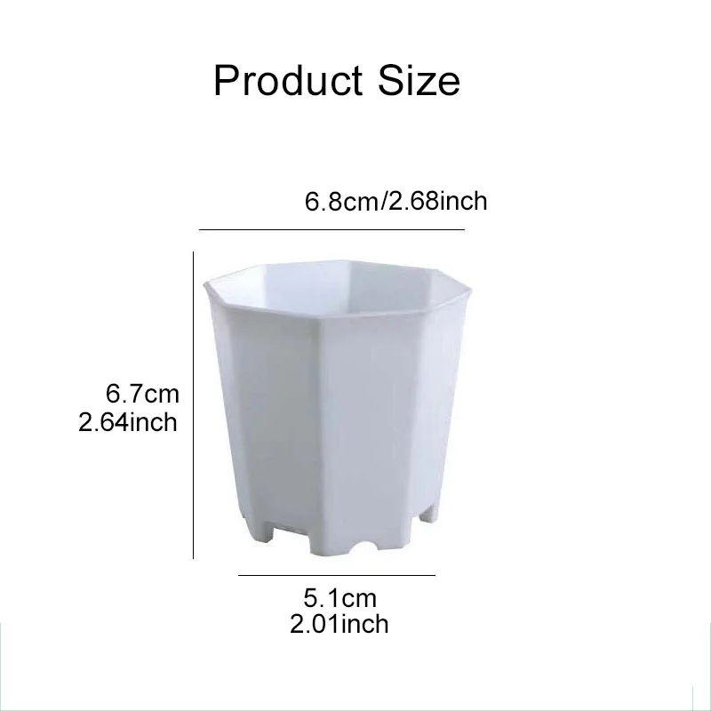 6~24pcs Mini Octagonal Flowerpot Desktop Succulent Decoration Combination Breathable White Plastic Solid Small Seedling Pot TMZ