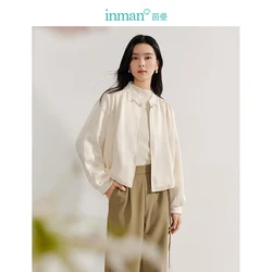 INMAN 2024 autumn winter Neo-Chinese Style baseball jacket jacquard short Women's coat loose Outerwear tops