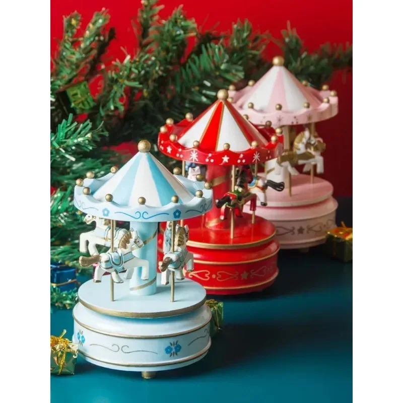 Christmas Decoration Ornaments Carousel Octave Box Music Box Birthday Gifts For Kids New Year Decorations Home Decor