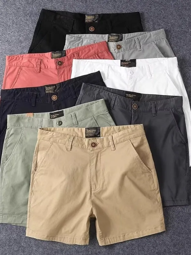 Men's Slim Fit Casual Cotton Shorts Ultra-Short 3/4 Length Summer Thin Elastic Pants Comfortable Soft Straight Leg Trousers