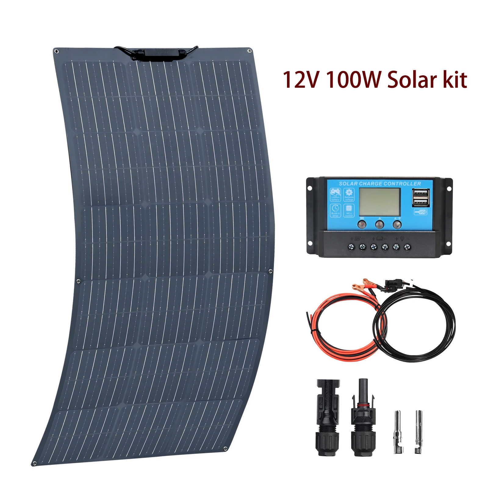 XINPUGUANG 12V 50W Flexible Solar Panel 19.8V 100W Photovoltaic Solar Panels Battery Charger for Car Boat Home Camper Balcony