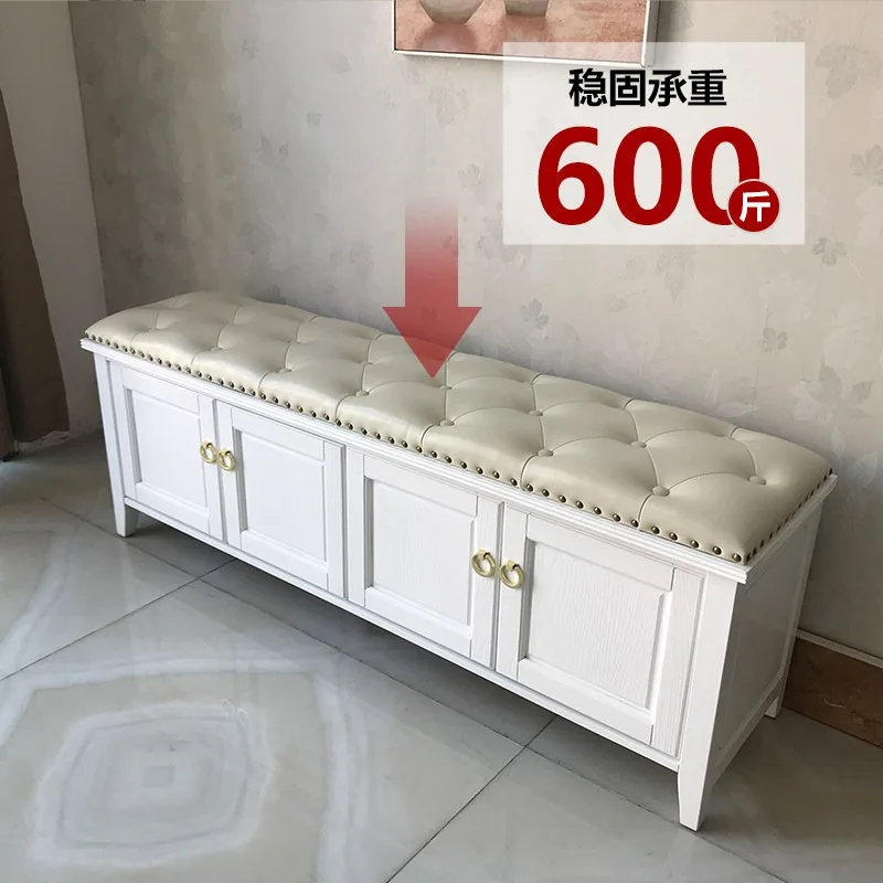 Shoe changing stool household entrance light luxury home seating cabinet integrated rack stool solid wood shoe stool