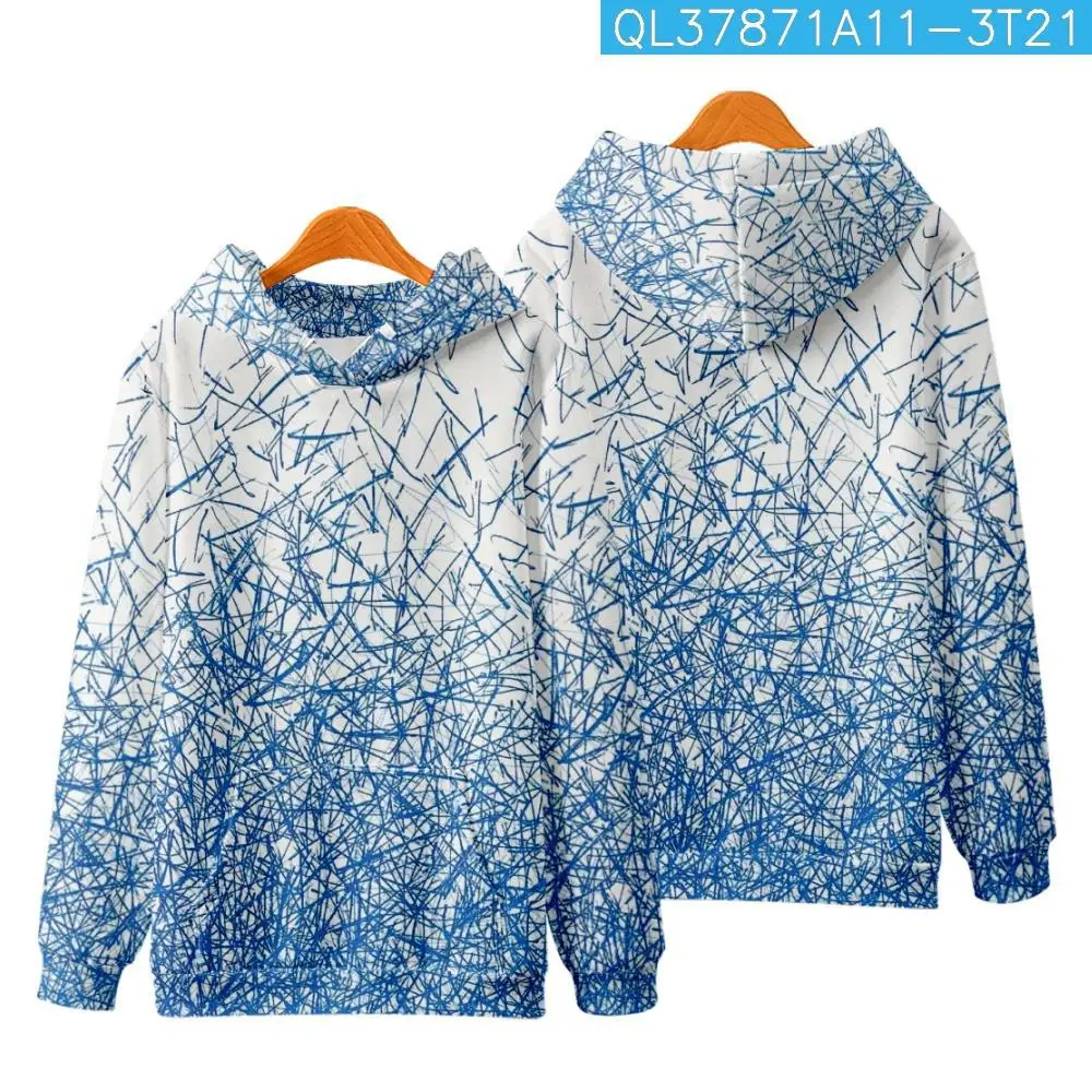

Autumn Casual Couple Men Women Pullover Line Printed Gradient Long Sleeve Hoodies Sweatshirt Harajuku Streetwear