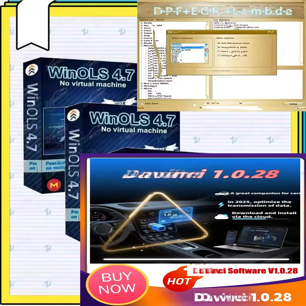 

2025Da-Vinci 1.0.28+Winols 4.7+DPF última versión reparación de software diagnóstico y activa uso infinito fácil de