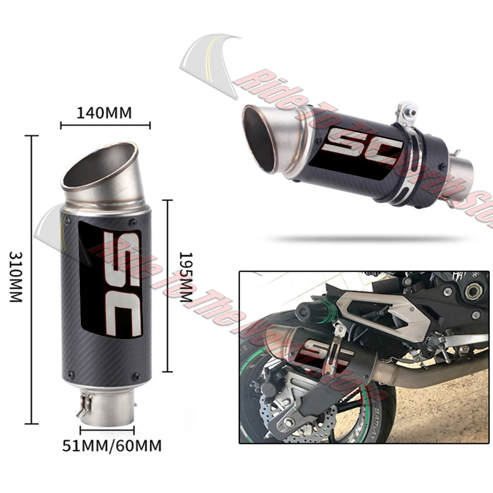 SC Exhaust Muffler Escape With DB Killer For Kawasaki Yamaha Honda Suzuki Bmw Ktm GP Project Racing Tail Pipe 51 60mm Universal