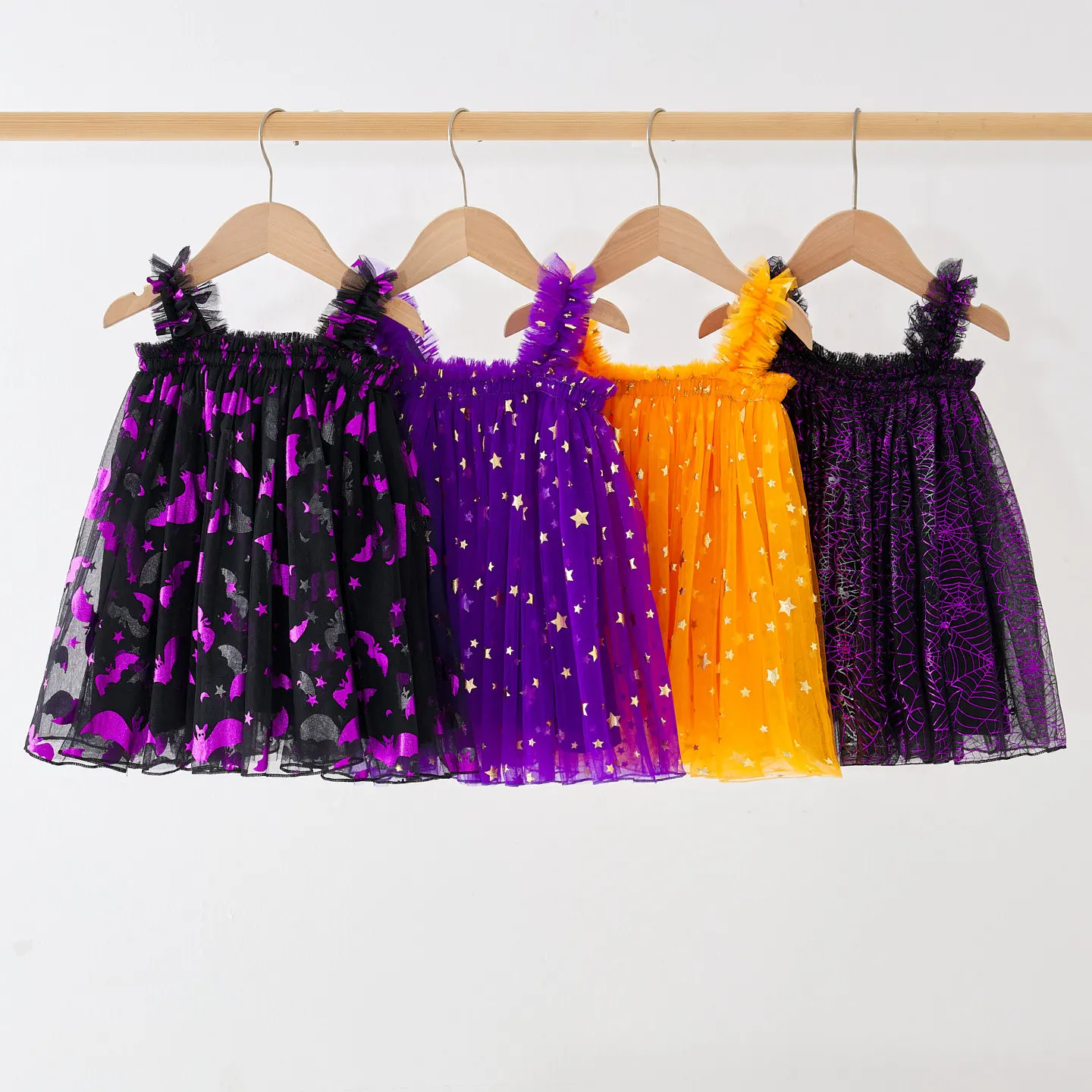 

Toddler Girls Kids Tulle Dress Halloween Costume Casual Bat Sleeveless Summer A-Line Dress Cute Princess Party Baby Girl Clothes