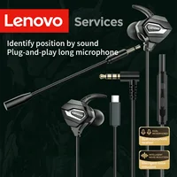 Lenovo-auriculares intrauditivos para videojuegos, cascos Anc de baja latencia con micrófono Dual, cancelación de ruido, tipo C/3,5 Mm, para Gamer, tableta y Pc