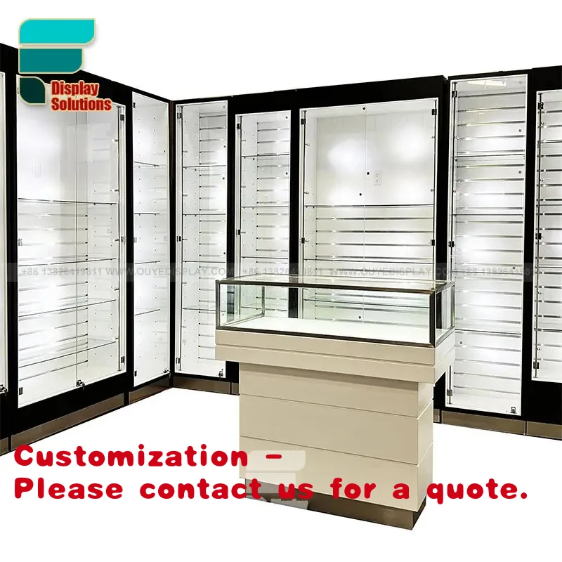 custom.Custom Smoke Shop Display Cabinet Glass Panel Multi Shelf Lockable Display Unit