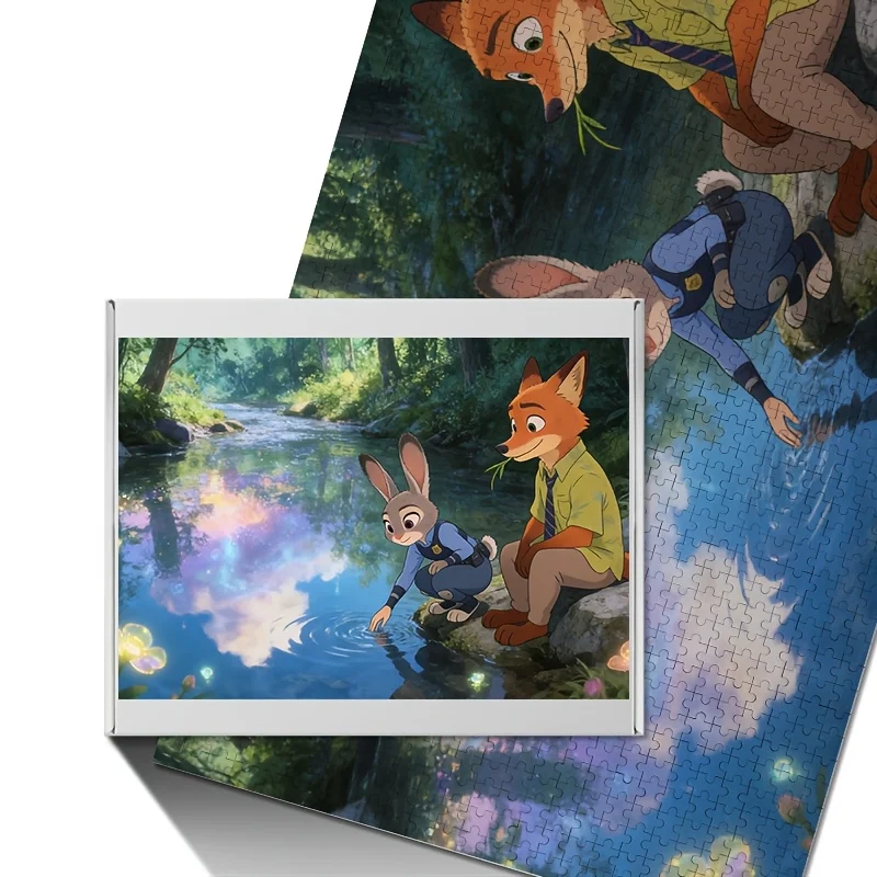 1000 stuks Disney Zootopia Judy Hopps en Nick Wild Poster Puzzel |   Hoge moeilijkheidsgraad, hersenkraker voor volwassenen, creatief cadeau voor geboorte